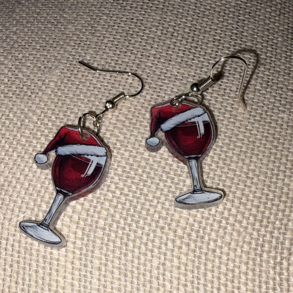 Holiday Wine Glass Earrings